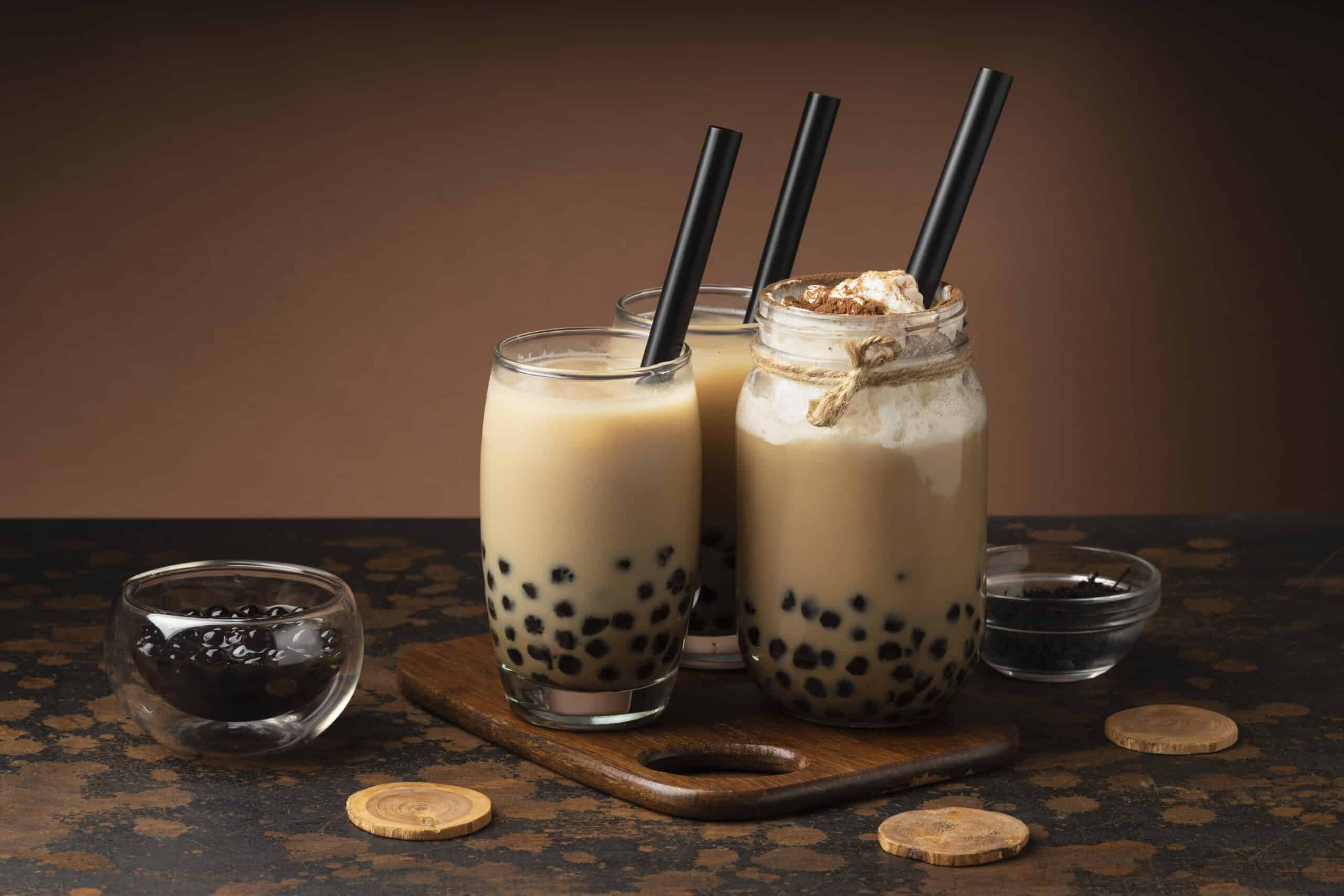 black boba milk tea