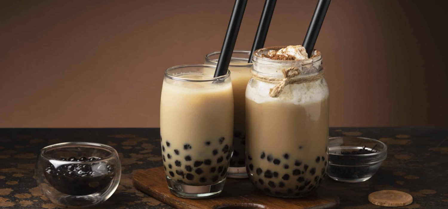 black boba milk tea